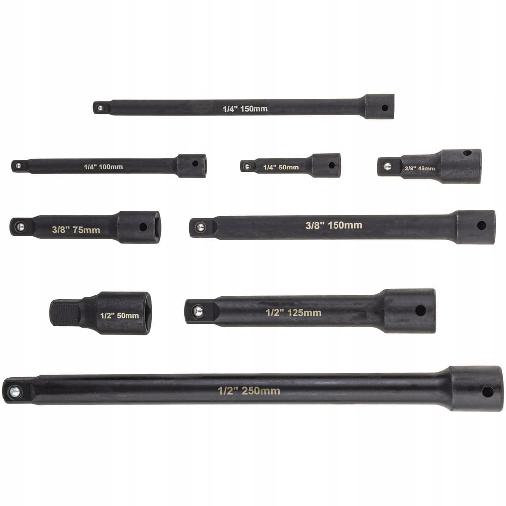 ZESTAW PRZEDŁUŻEK UDAROWYCH 1/4" 3/8" 1/2" – 9 ELEMENTÓW SilverTools