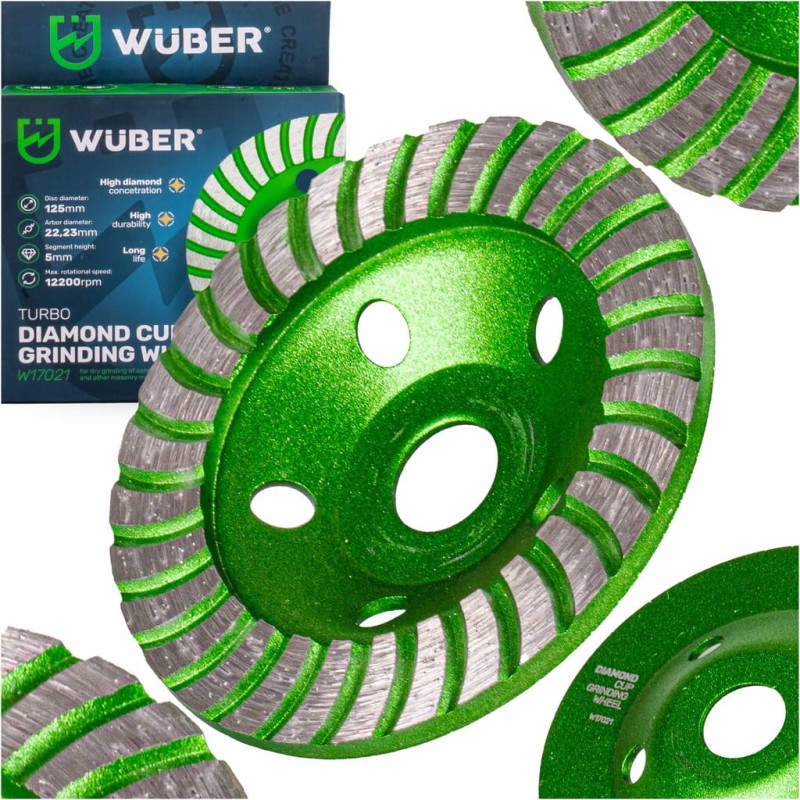 DIAMENTOWA TARCZA GARNKOWA DO SZLIFOWANIA BETONU 125MM SEGMENTOWA WUBER