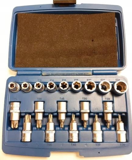 SILVER ZESTAW NASADEK TORX NASADKI KLUCZE NASADOWE E-TORX 1/2 19E SK-019-03