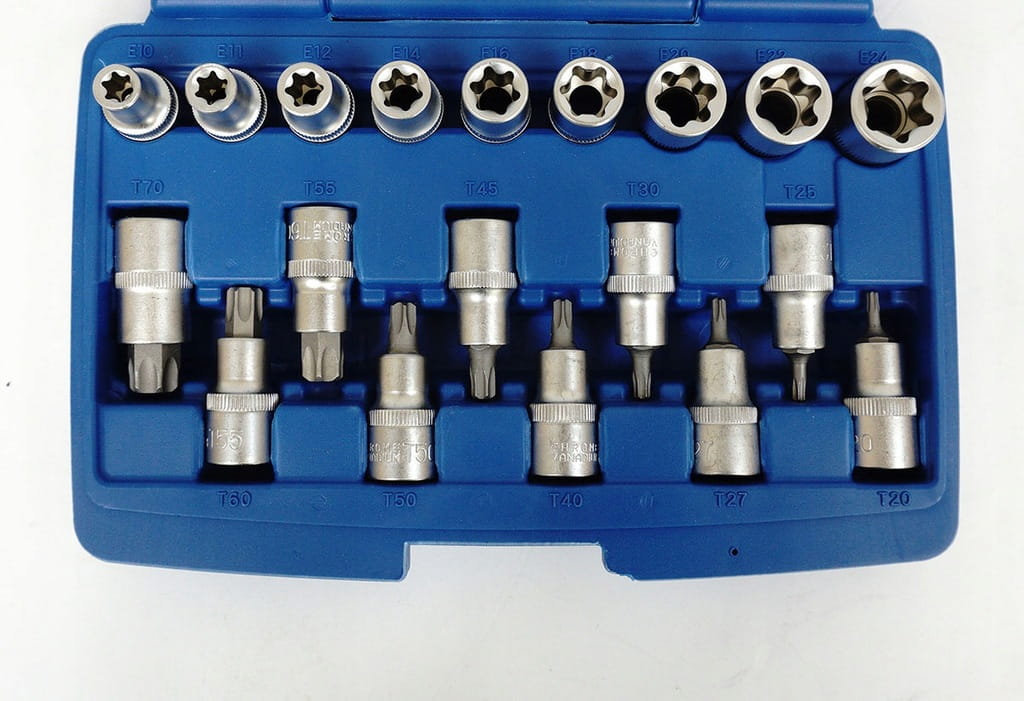 SILVER ZESTAW NASADEK TORX NASADKI KLUCZE NASADOWE E-TORX 1/2 19E SK-019-03