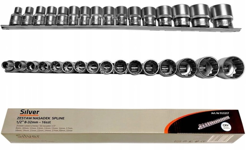 NASADKI SPLINE CR-V ZESTAW 16 EL 8-32MM 12-KĄTNE