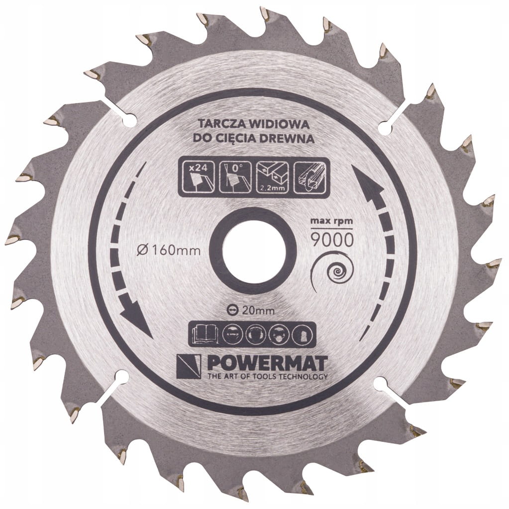 Tarcza WIDIOWA Do Drewna Piły Piła 160 x 20 mm 24Z