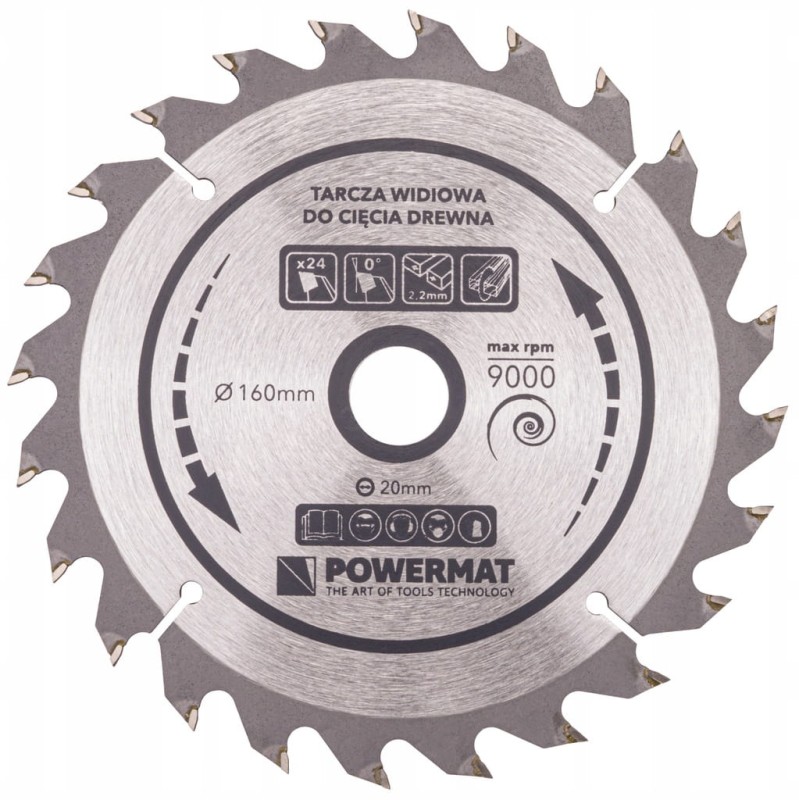 Tarcza WIDIOWA Do Drewna Piły Piła 160 x 20 mm 24Z