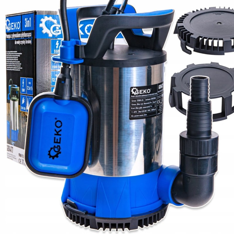 Pompa wody zatapialna Geko 550 W 12500 l/h pompa do szamba