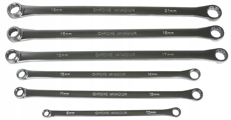 KLUCZE OCZKOWE PROSTE DŁUGIE 8 - 24 mm 6 szt DO NAPINACZY CRV