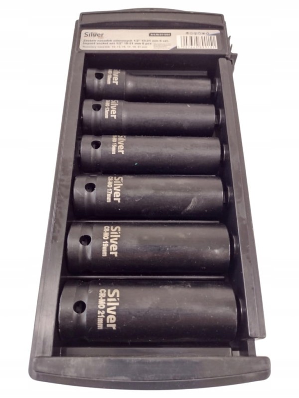 ZESTAW NASADEK UDAROWYCH 1/2'' DŁUGIE 10–21 mm – 6 SZT. SilverTools