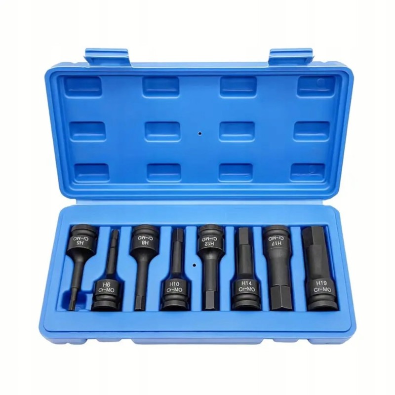 Nasadki udarowe HEX 1/2" H5-H19 8 el. zestaw SilverTools S11037