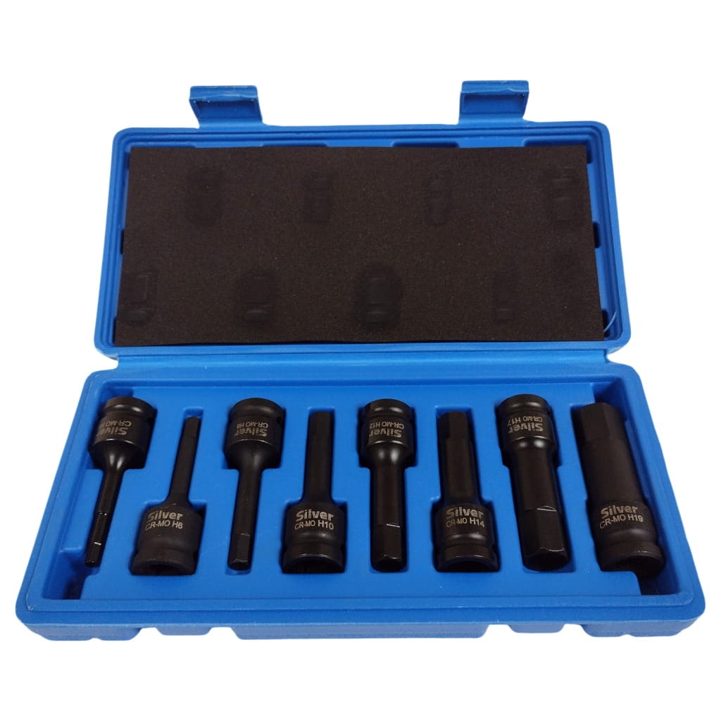 Nasadki udarowe HEX 1/2" H5-H19 8 el. zestaw SilverTools S11037
