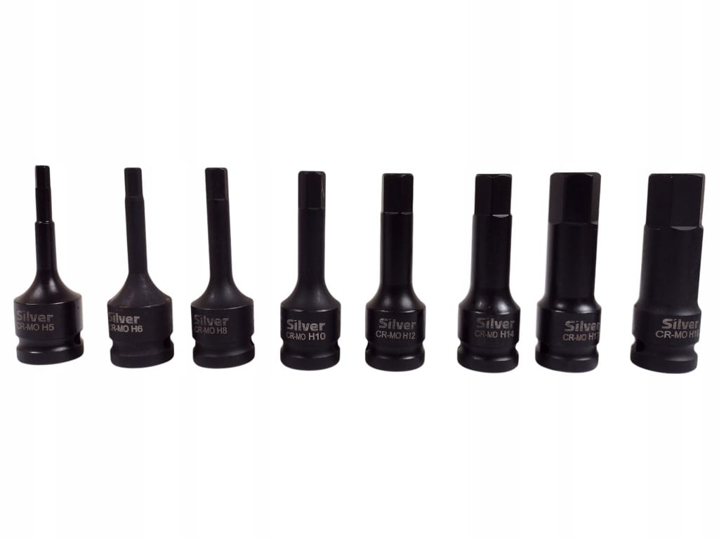Nasadki udarowe HEX 1/2" H5-H19 8 el. zestaw SilverTools S11037