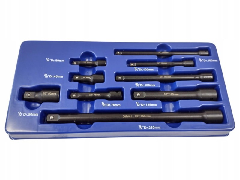 ZESTAW PRZEDŁUŻEK UDAROWYCH 1/4" 3/8" 1/2" – 9 ELEMENTÓW