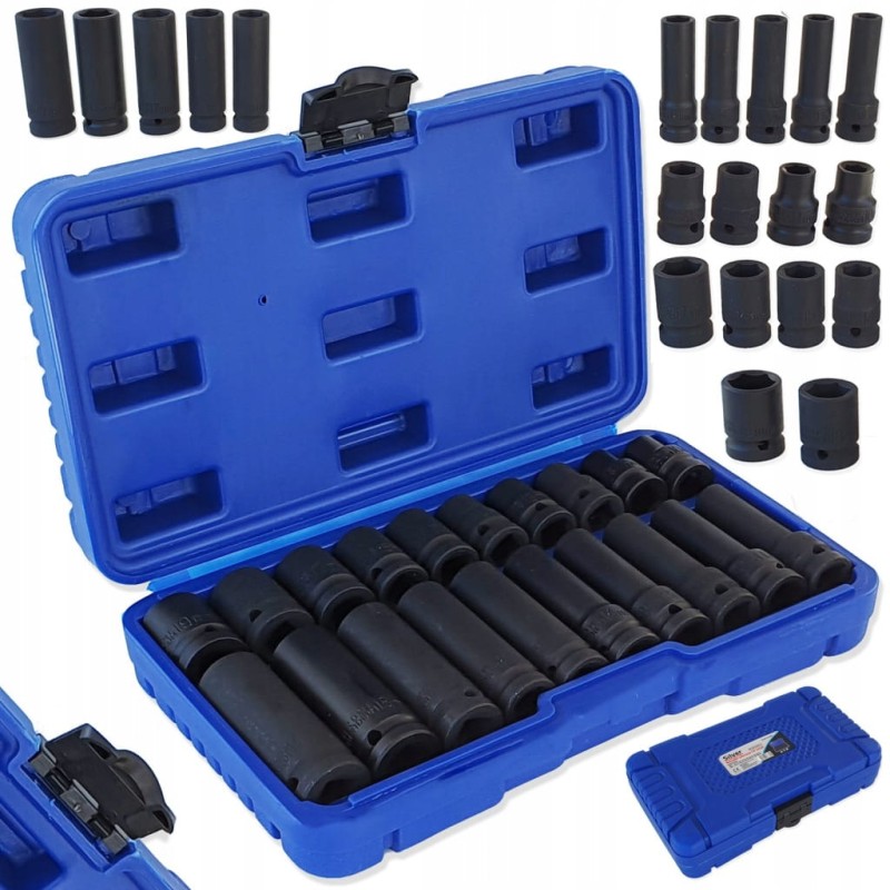 Nasadka udarowa SilverTools 1/2" 6-kątna 10-19 mm 20 szt.