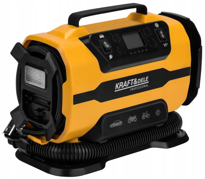 Kompresor samochodowy sieciowy LCD 12V 230V 140W 150 PSI 35l/min