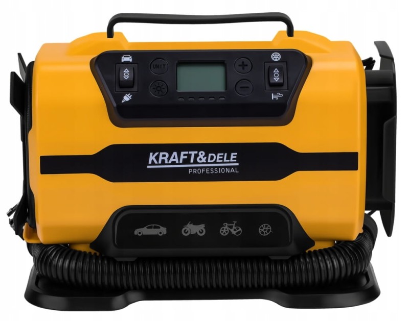 Kompresor samochodowy sieciowy LCD 12V 230V 140W 150 PSI 35l/min