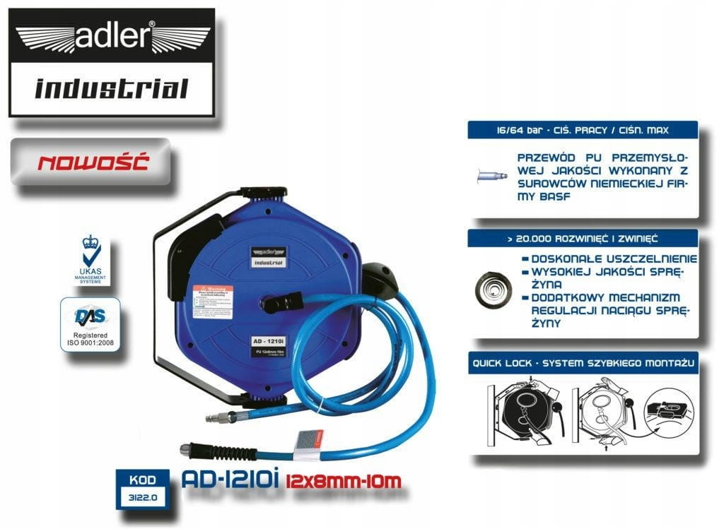 Zwijadło pneumatyczne Adler Industrial AD-1210i 10 m