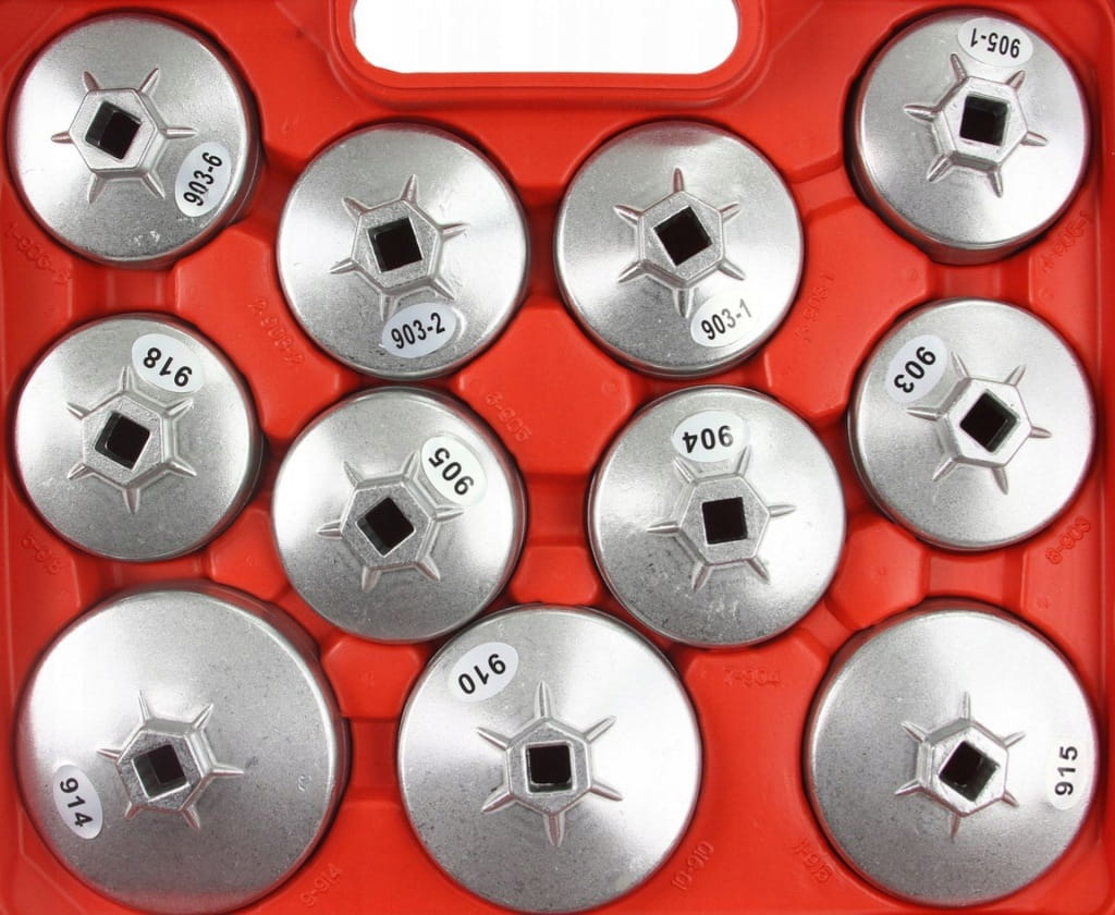 Klucz nasadowy do filtrów oleju Mar-Pol 23 el. aluminium z grzechotką