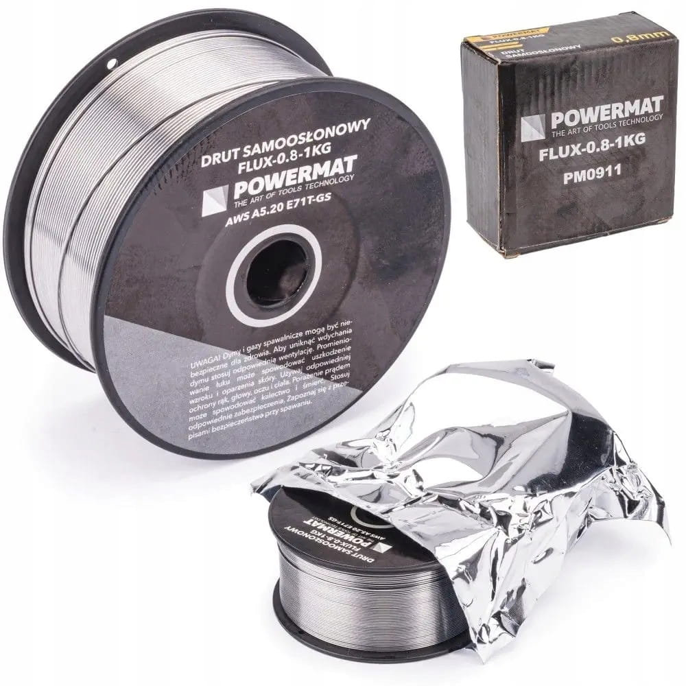 POWERMAT Drut spawalniczy rdzeniowy (samoosłonowy) 0,8mm 1kg FLUX-0.8-1KG,