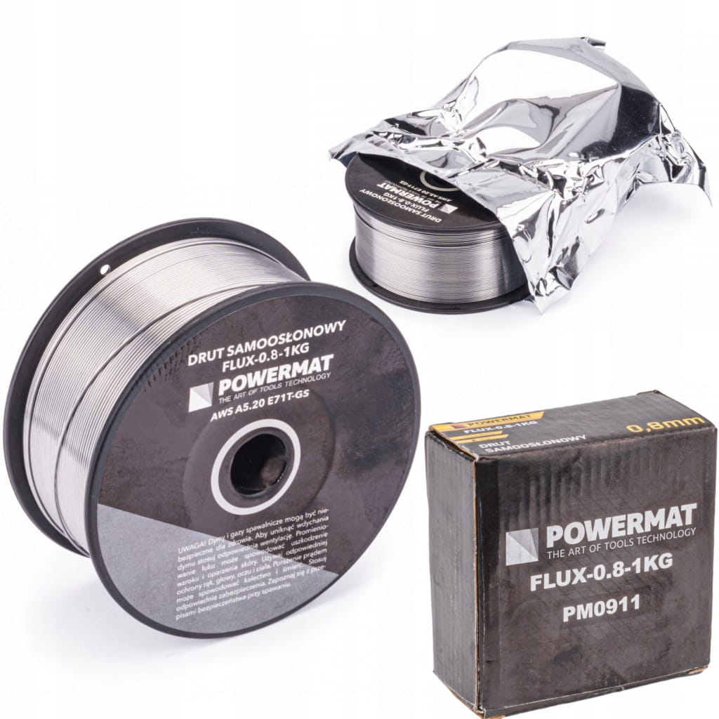 POWERMAT Drut spawalniczy rdzeniowy (samoosłonowy) 0,8mm 1kg FLUX-0.8-1KG,