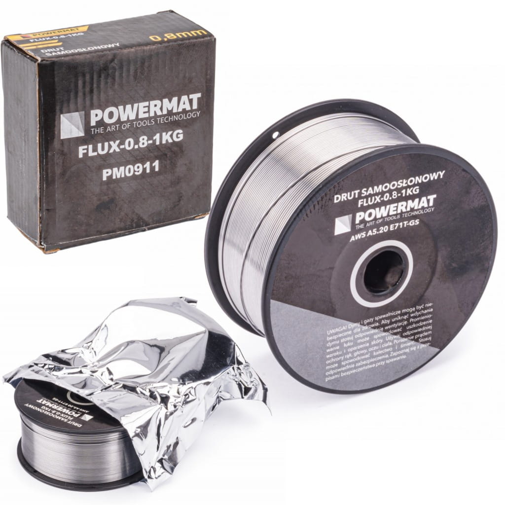 POWERMAT Drut spawalniczy rdzeniowy (samoosłonowy) 0,8mm 1kg FLUX-0.8-1KG,