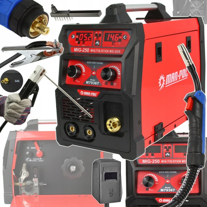 Półautomat spawalniczy MIG/MAG, MMA, TIG Mar-Pol 30-250 A 230 V