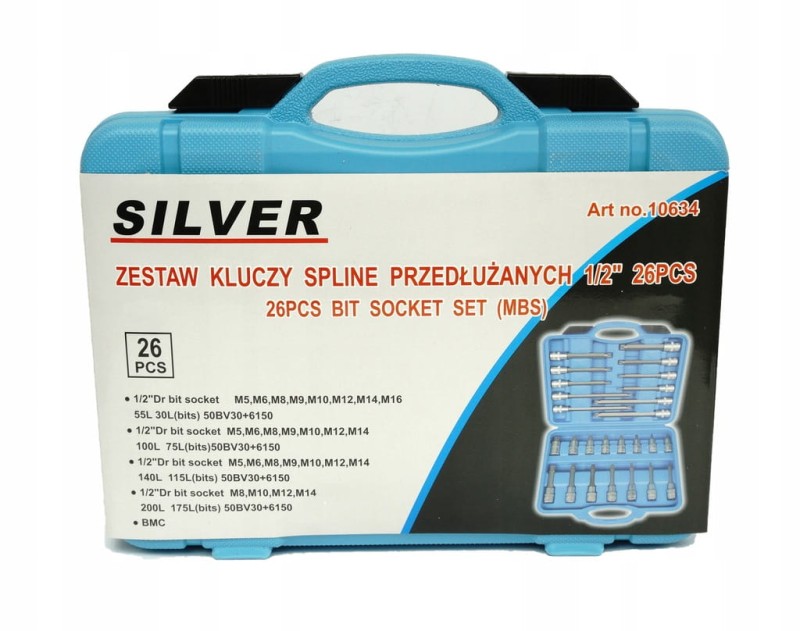 ZESTAW NASADKI SPLINE PRZEDŁUŻANE KLUCZE 1/2" 26 el