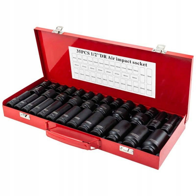 Nasadka udarowa Kraft&Dele 1/2" 6-kątna zestaw 35 szt. 8-32 mm