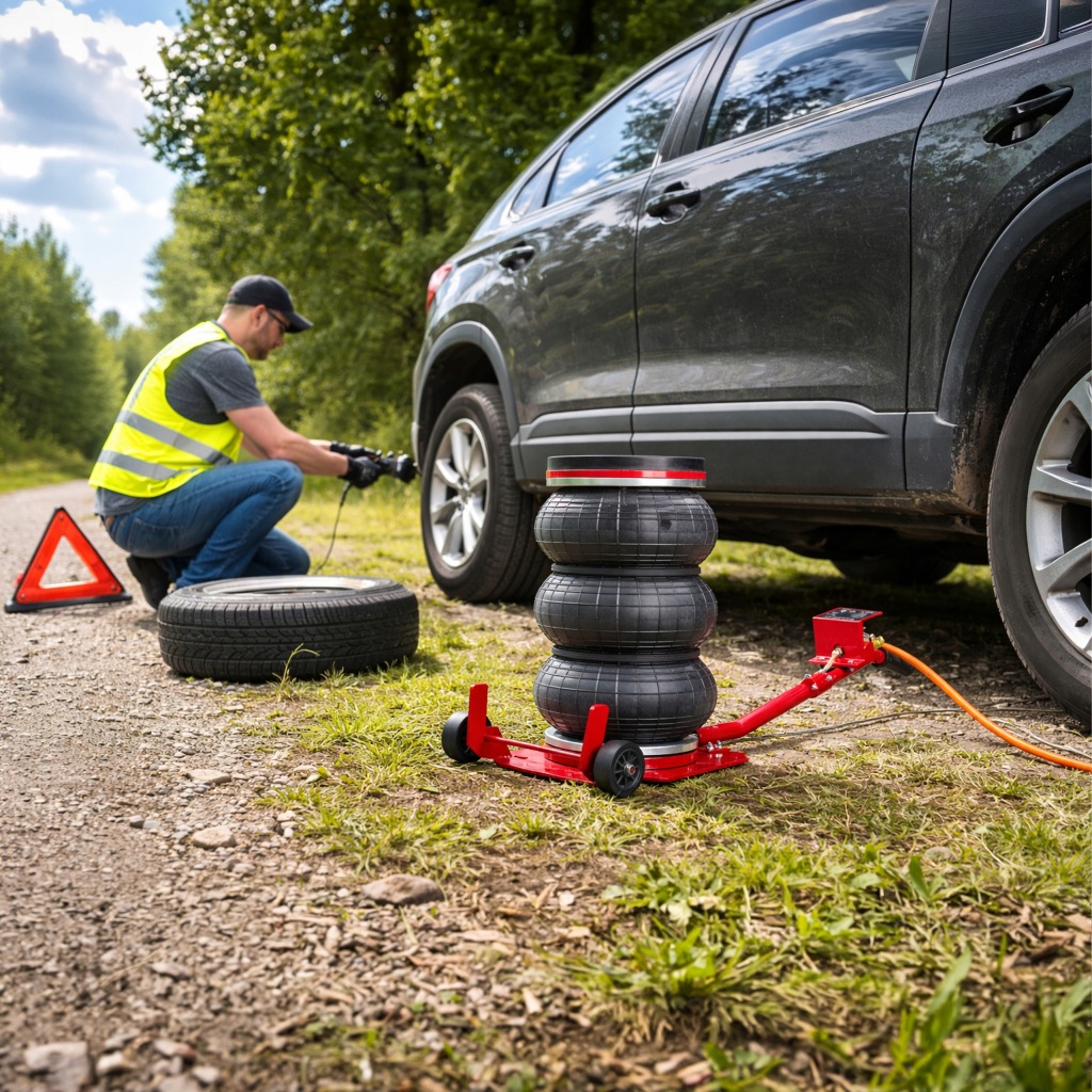 Podnośnik Pneumatyczny Lewarek Samochodowy 15-40cm Bałwanek Poduszka 3,5T