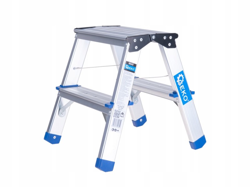 Drabina aluminiowa 2-stopniowa dwustronna 150 kg stołek Geko Profi