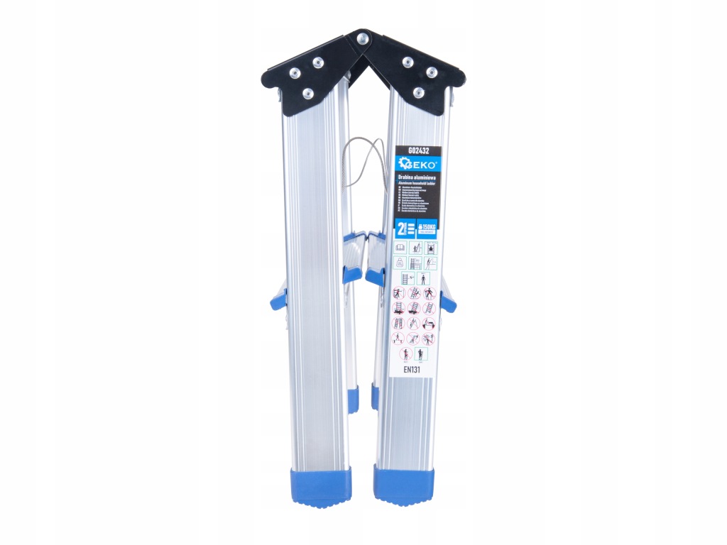 Drabina aluminiowa 2-stopniowa dwustronna 150 kg stołek Geko Profi