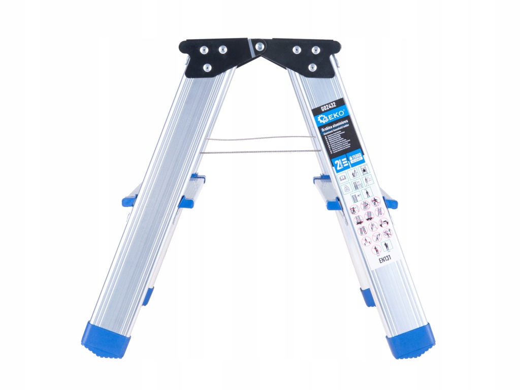 Drabina aluminiowa 2-stopniowa dwustronna 150 kg stołek Geko Profi