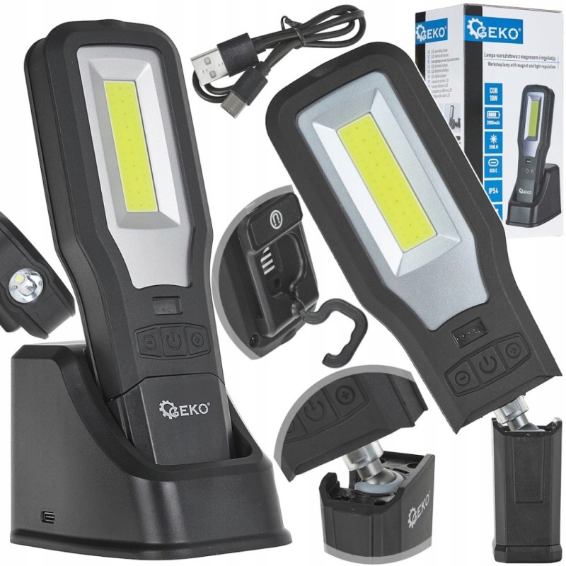 Lampa warsztatowa Powerbank z magnesem i regulacją LED COB 10W + 5W 2000mAh