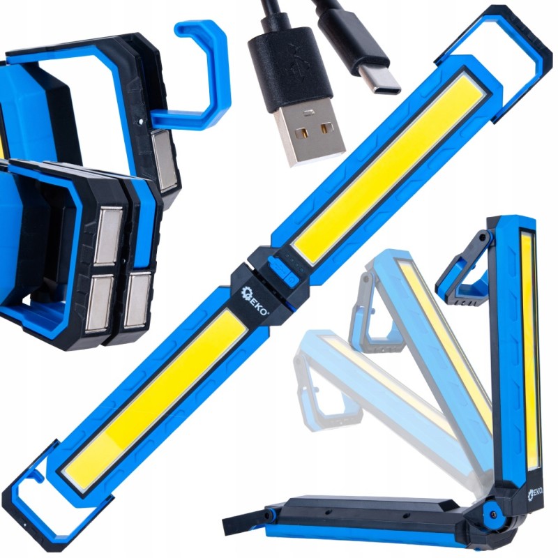 LAMPA WARSZTATOWA Z MAGNESEM SKŁADANA LED COB Z HAKIEM 10W 1000lm 4000mAh