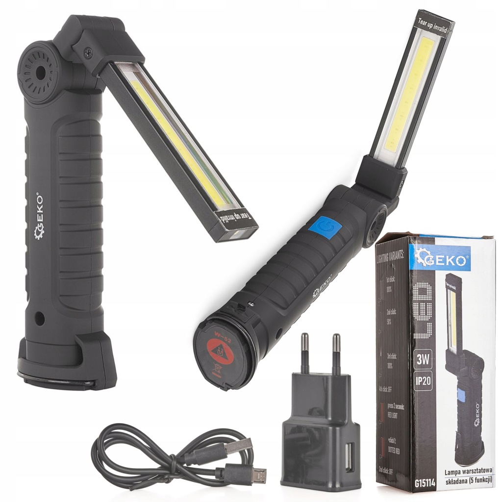 GEKO LAMPA WARSZTATOWA LED COB 1200MAH SKŁADANA 5F