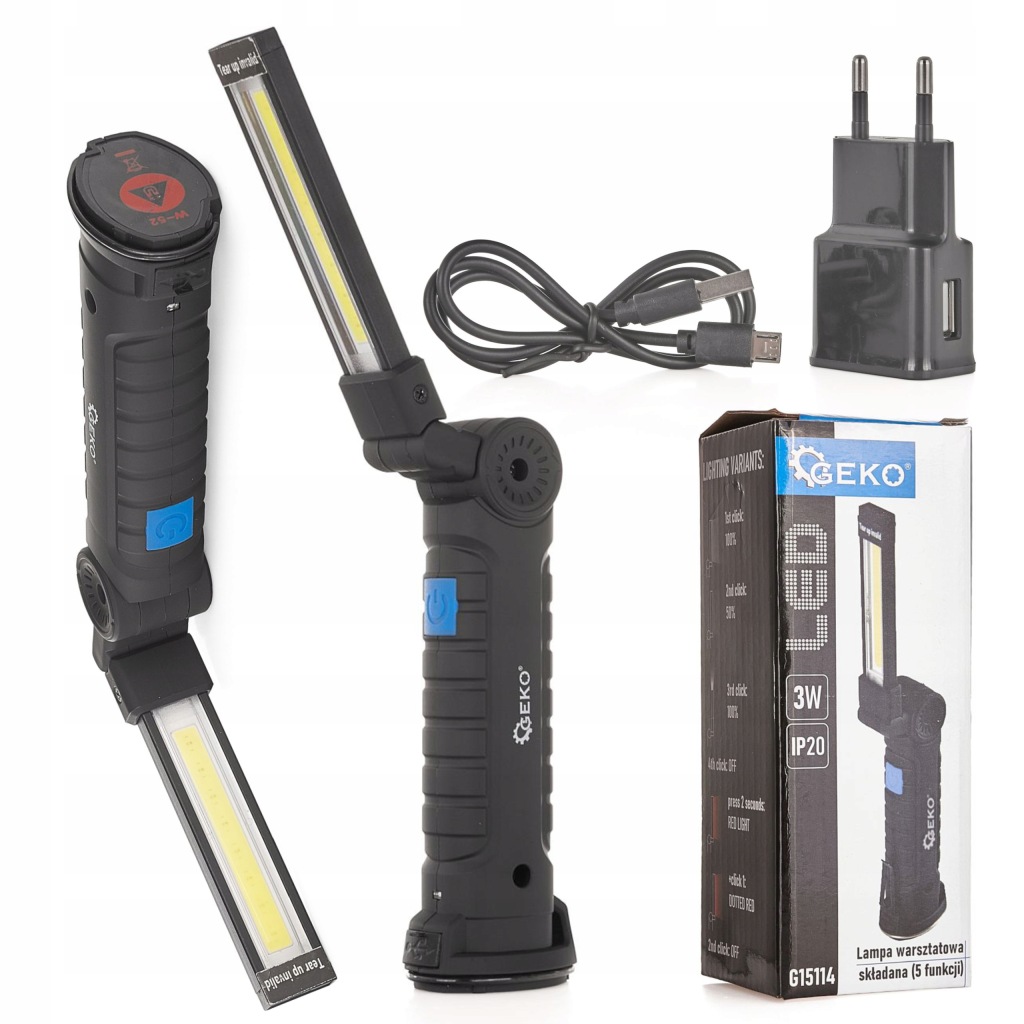 GEKO LAMPA WARSZTATOWA LED COB 1200MAH SKŁADANA 5F