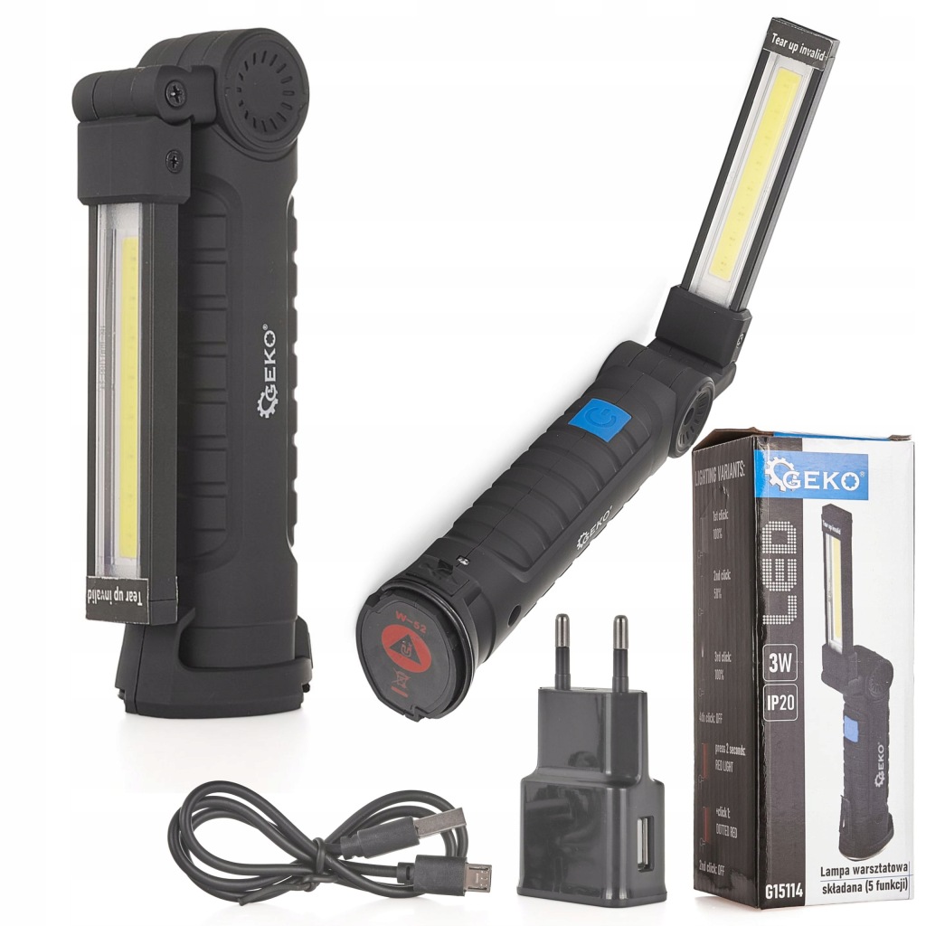 GEKO LAMPA WARSZTATOWA LED COB 1200MAH SKŁADANA 5F
