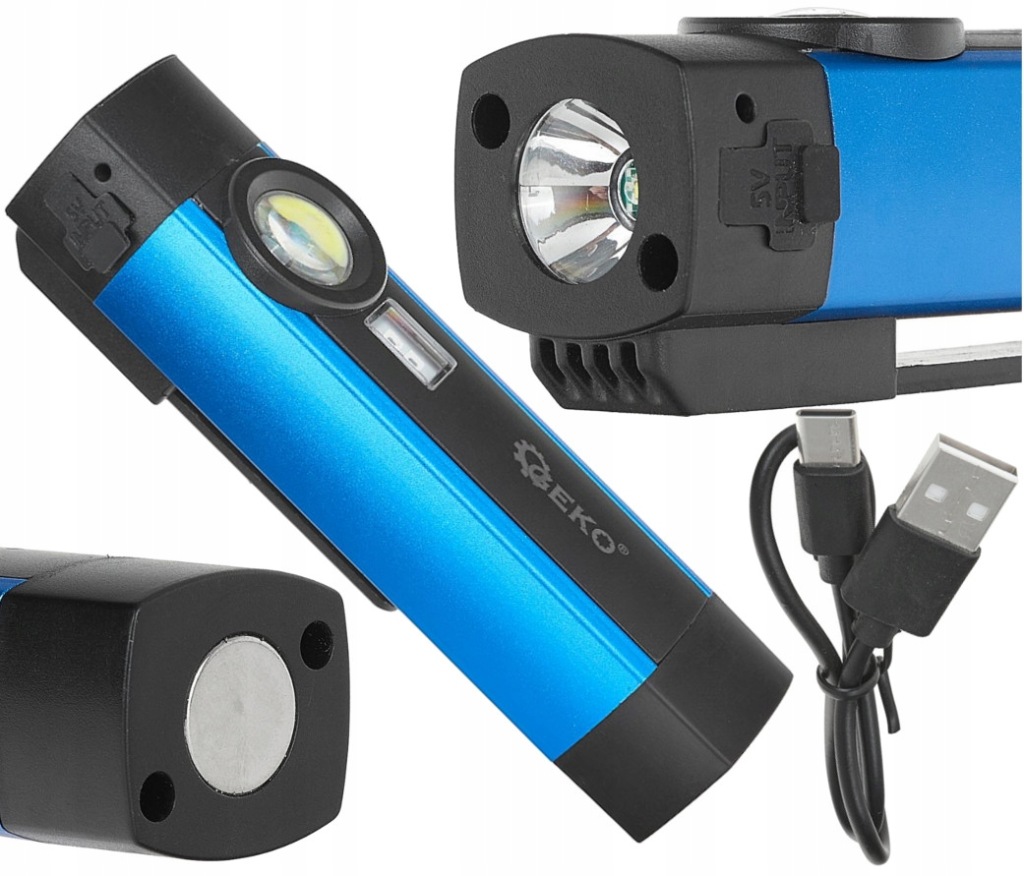 G15125 Latarka wielofunkcyjna z magnesem + UV LED COB 5W 2000mAh 300lm IP54