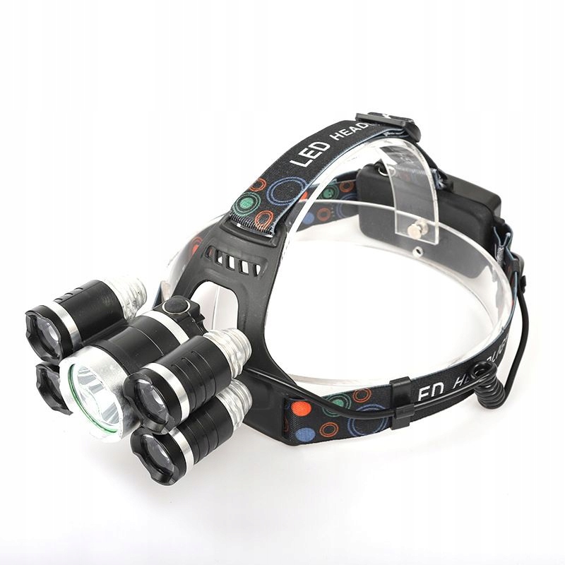 LATARKA CZOŁOWA CZOŁÓWKA LAMPKA T6 LED AKUMULATOROWA 5 DIOD