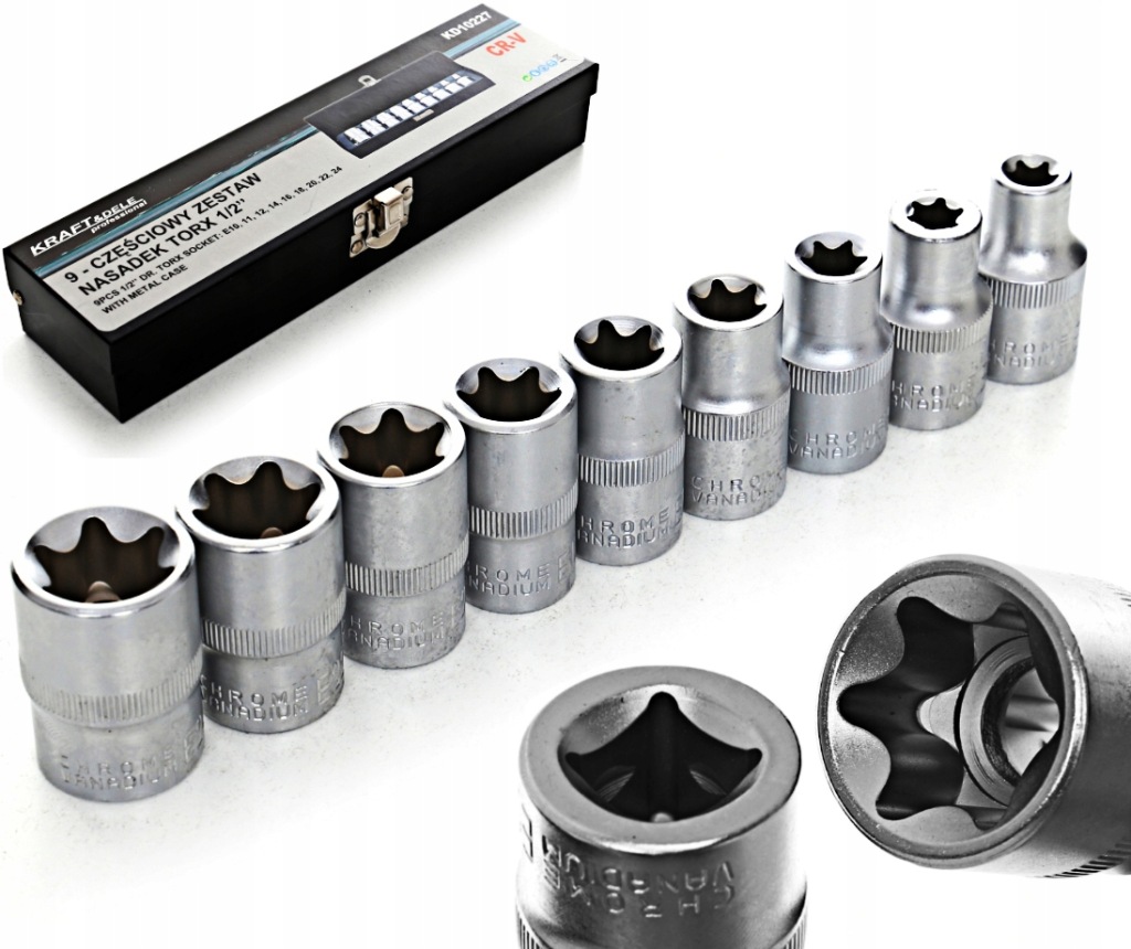 Kraft Dele KD10227 Zestaw nasadek torx 1/2cala 9cz