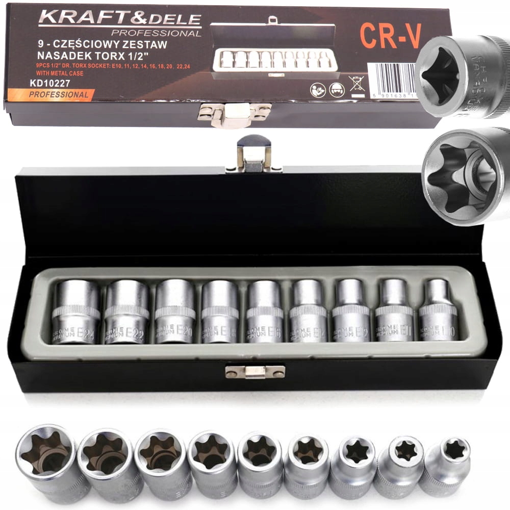 Kraft Dele KD10227 Zestaw nasadek torx 1/2cala 9cz