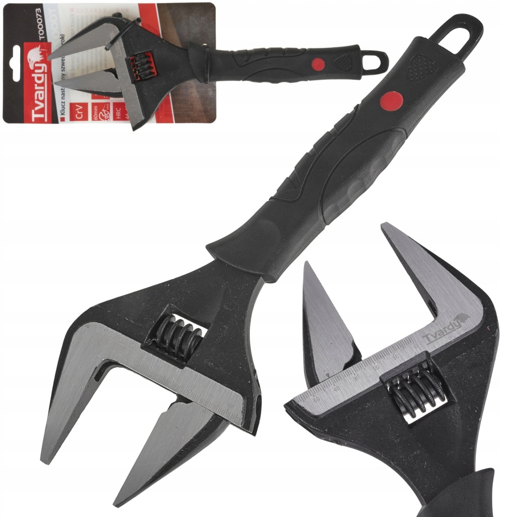 Klucz nastawny szwed szeroki 12" 60mm CrV TVARDY