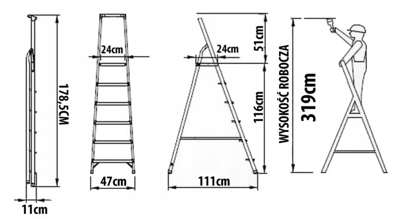 Drabina MAR-POL aluminium do 150 kg