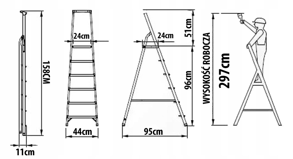 Drabina aluminiowa składana 5-stopniowa 150 kg