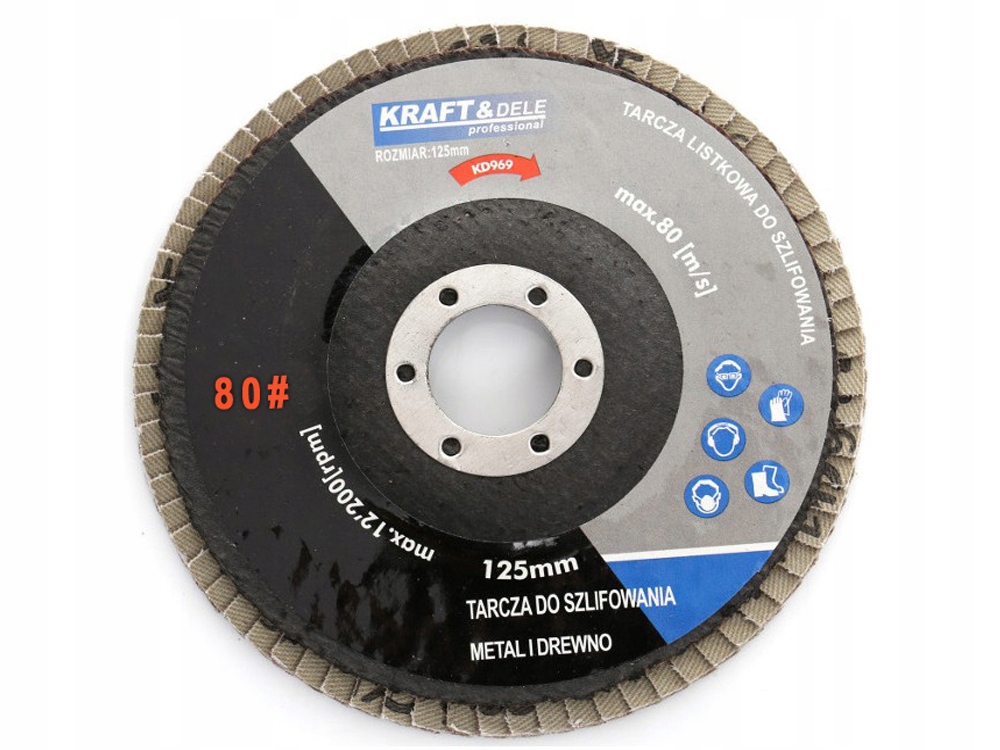 TARCZA DO SZLIFOWANIA METAL DREWNO 125mm P80 KD967