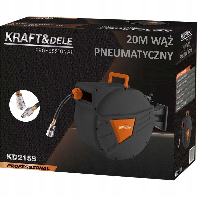 Wąż pneumatyczny zwijany na bębnie 20m + 2m 1/4" KD2159