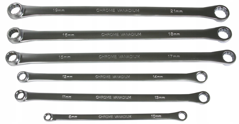 Klucz oczkowy Silver długi 8-21 mm stal CrV 6 szt.