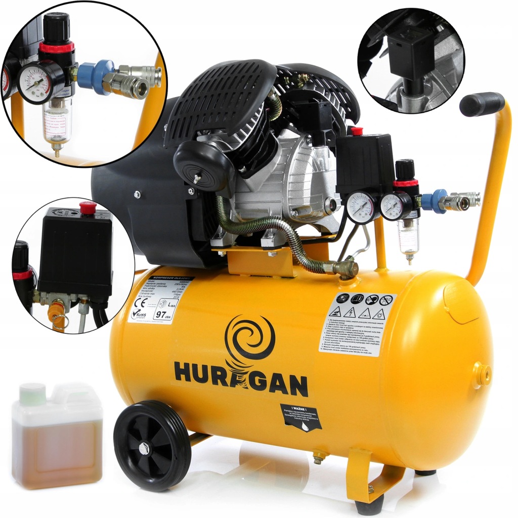 Kompresor olejowy Huragan M88002 50 l 10 bar