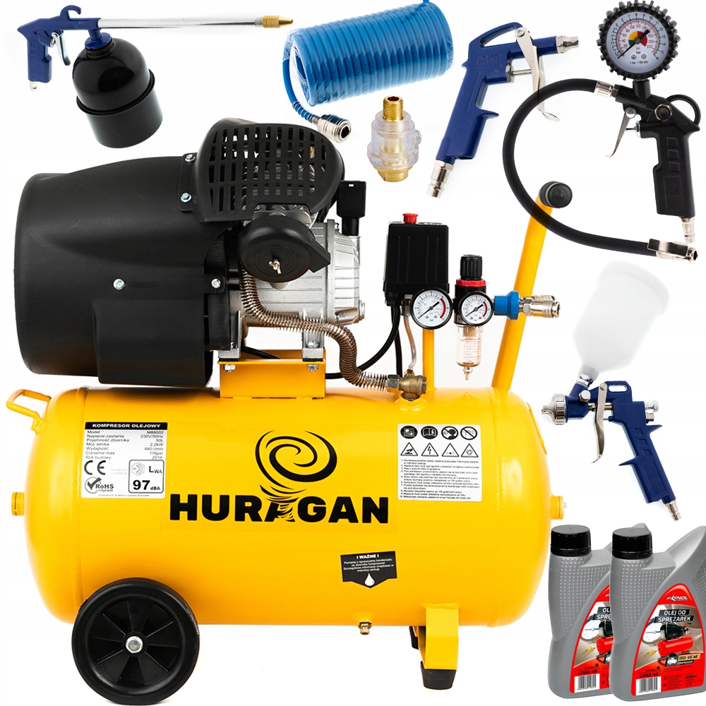 Kompresor olejowy Huragan M88002 50 l 10 bar