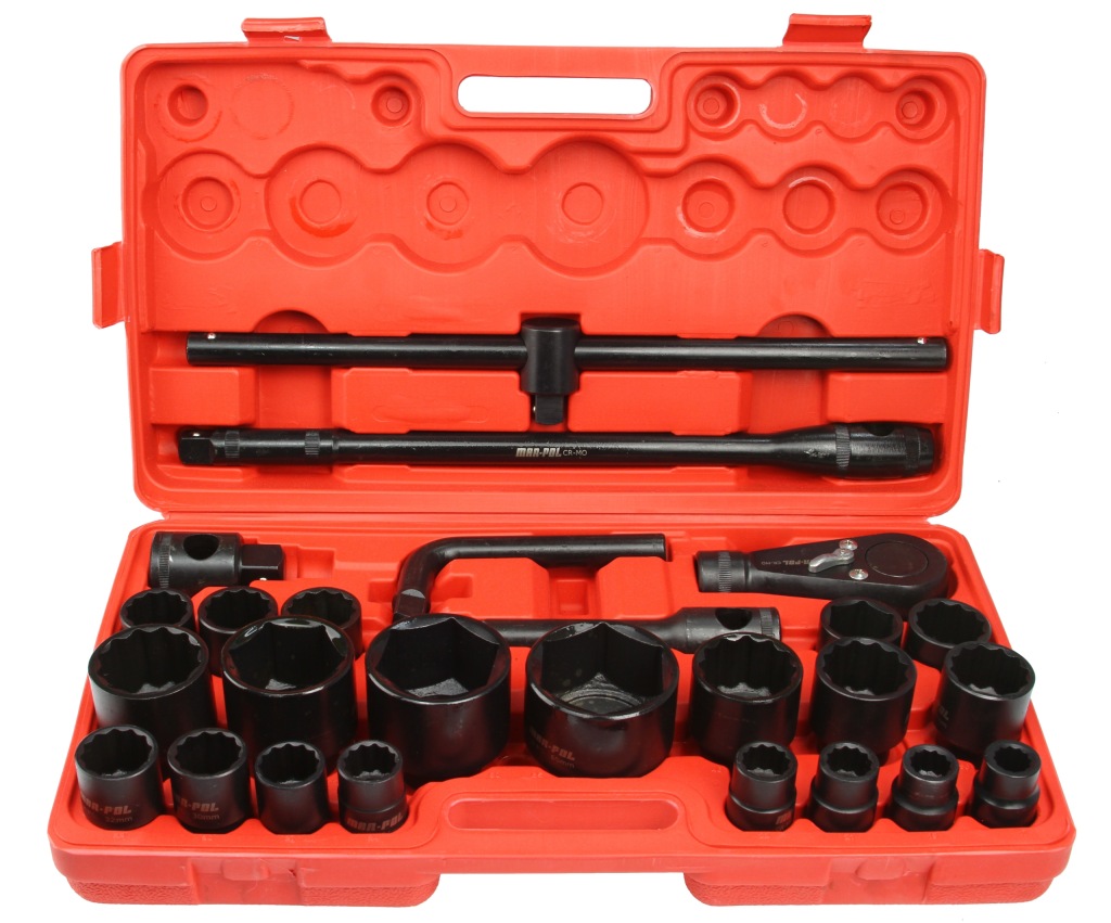 Mar-Pol zestaw klucze nasadowe 26el. 3/4" & 1" 6pt & 12pt