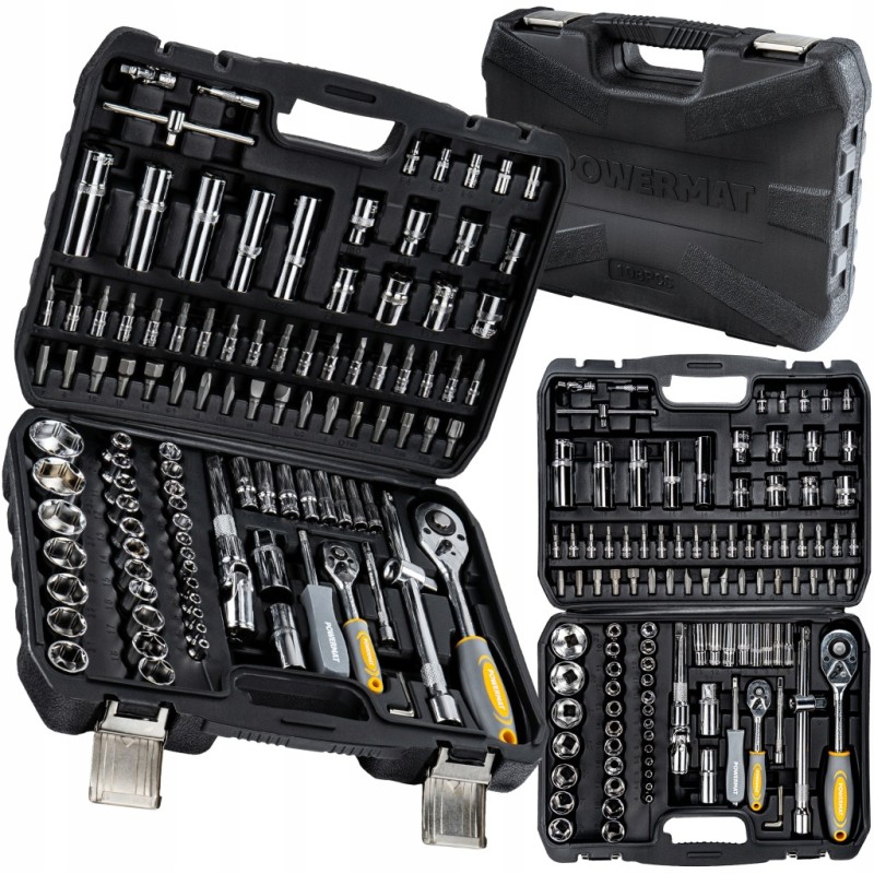 ZESTAW KLUCZY NASADOWYCH 108 ELEMENTÓW GRZECHOTKI 1/2" 1/4" CrV
