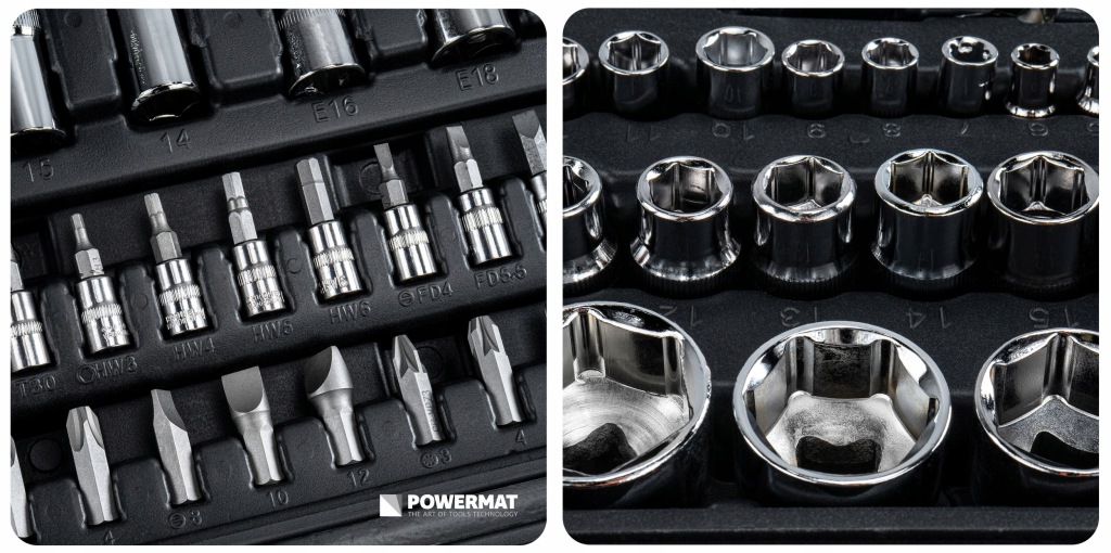 ZESTAW KLUCZY NASADOWYCH 108 ELEMENTÓW GRZECHOTKI 1/2" 1/4" CrV