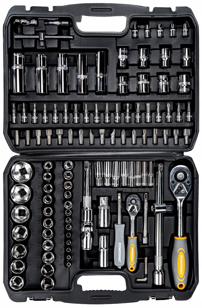 ZESTAW KLUCZY NASADOWYCH 108 ELEMENTÓW GRZECHOTKI 1/2" 1/4" CrV